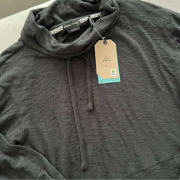 🆕 NWT Prana Freida cowl neck black knit top size large - Picture 9 of 12